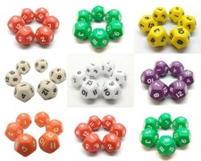 Poly Dice D12's. Various Colours packs of 6. Twelve sided