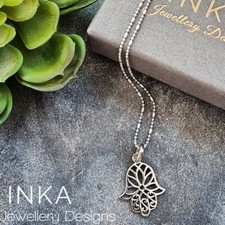 925 Sterling Silver 16" Necklace with Beautiful Hamsa Hand pendant By INKA
