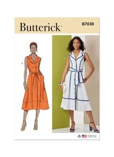 Butterick SEWING PATTERN B7038 Misses' Midi Dress & Tie Belt 6-14 Or 16-24