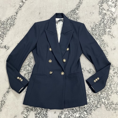 Zara navy double breasted - zara,