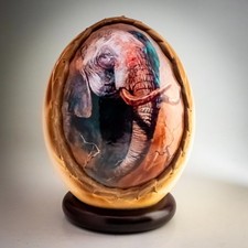 Ostrich Egg Elephant Portrait