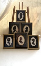 Set of 6 Pennyfarthing Silhouettes by E. Elliott Linder Vintage Framed Art Lot
