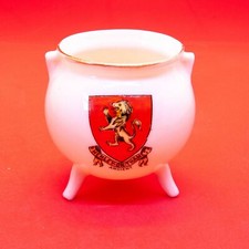 Willow Art - Longton - Crested China Cauldron on 3 Feet - Henly on Thames Crest