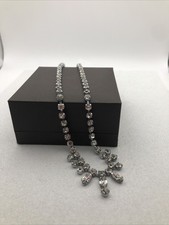 Vintage Art Deco Rhinestone Necklace Paste Sparkly Drops 16 Inches Jewellery