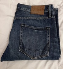 All Saints Stanton Iggy Jeans Mens W32 L32 blue stonewash Slim Fit Denim Button