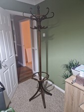 Retro Vintage Bentwood Thonet Style Hall Stand Coat Hat Rack with Umbrella Hoop