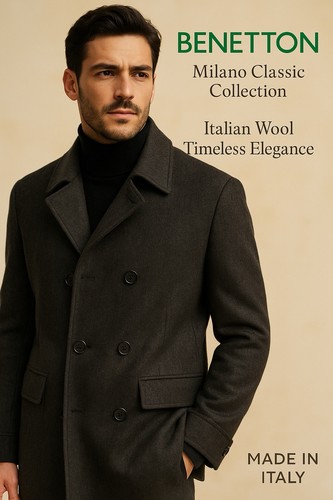 Benetton men wool coat - wool,