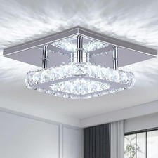 LED Crystal Ceiling Light Modern Minimalist Lamp Living Room Bedroom Lights UK