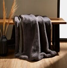 Dunelm Large Faux Fur Graphite Throw /Blanket
