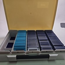 Original Vintage Camera Photo Slide Lot Cheney Storage Box 130 colour slides UK