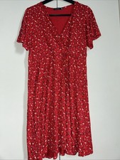Ditsy Red Ladies Tea Dress Cute Floral Boohoo Size 14