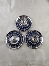 Vigano Vespa Chrome Wheel Discs 8" Rim x 3 Blue Genuine Vintage Italian Scooter