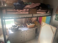 loft bed. Black fram, wood