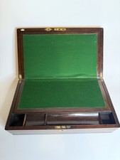 Beautiful Mahogany Wooden Writing Slope Box With Brass Inlay 40cm X 23cm