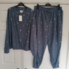 NEXT Womens Christmas Blue Snowflake Cosy Pyjamas SIZE LARGE 16 - 18 New