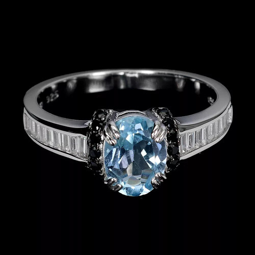 Silver ring topaz - silver, spinel