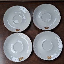 set of 4 Royal Tognana From Italy Replacememt Saucer White /gold Leaves