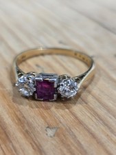 18ct Gold Platinum Ruby And Diamond  Weighs 2.7g Size N 1/2