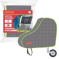 GADLANE Universal Waterproof Caravan Tow Hitch Grey Cover + Strap Green Strip
