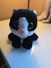Ty Beanie Babies Cat, Missing Tag. Tuxedo Cat With Pink Nose.
