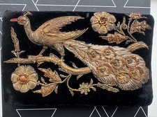 ANTIQUE Black velvet DECO gold