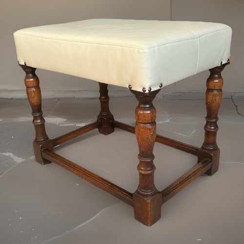 Vintage solid oak - ottoman, foot