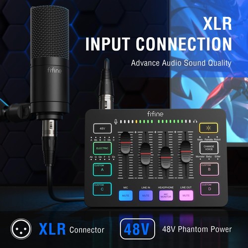 Fifine gaming audio mixer with - audio,