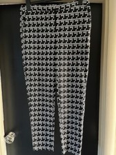 Women's M & S Black/White Houndstooth Check Slim Trousers - Size 14