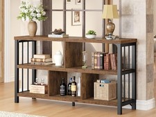 IBF Farmhouse 3 Tier Open Book Shelf Bookcase Rustic Brown 47 Inch Bookshelf