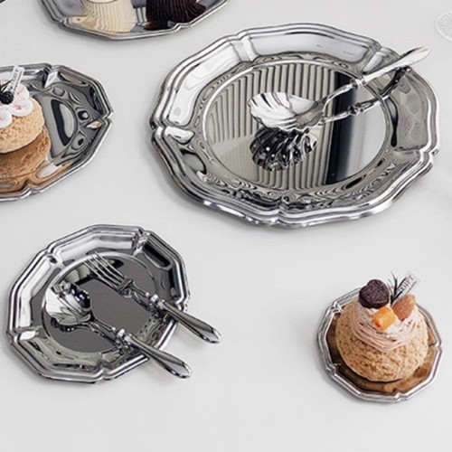 Silver dessert plate mirror - dessert,