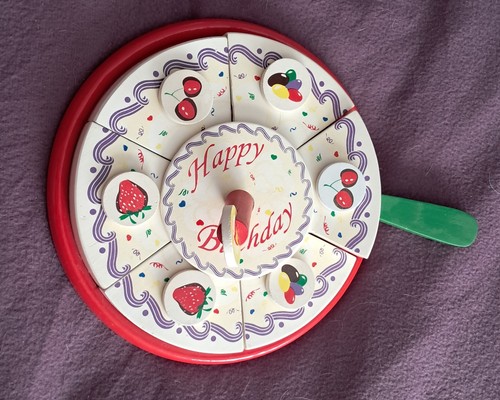 Wooden birthday cake - wooden,