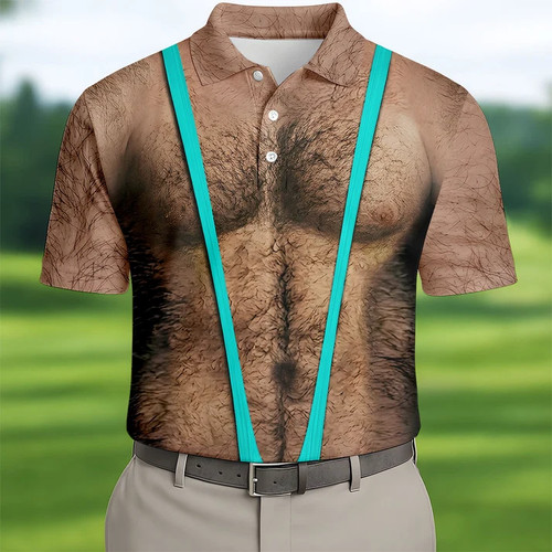Funny hairy chest turquoise - funny,