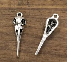 Silver Bird Skull Charms 5pk