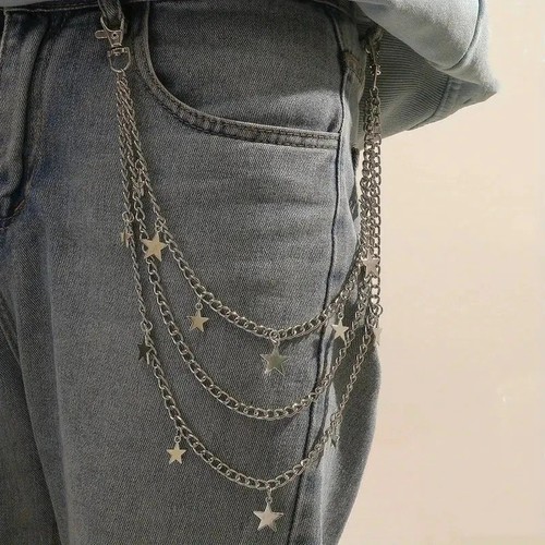 Star charm layered punk chain - charm,