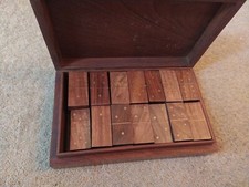 55 PIECE DOMINOE SET INLAID IN WOODEN BOX WITH INLAID LID