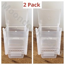 2pk SEED HOPPER / FEEDER PLASTIC FOR AVIARY CAGE BIRDS- FINCH CANARY etc