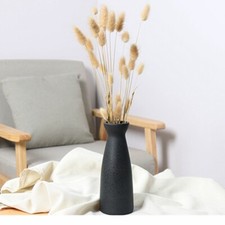 Black Tall Matt Simple Retro Vase Dried Flowers Ceramics Modern Vase Decor