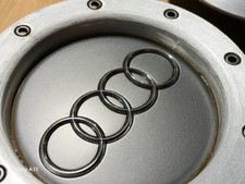  AUDI A3 A2 TT A6 A8 A4 GENUINE CENTRE CAP WITH SILVER RING BRUSHED ALUMINIUM