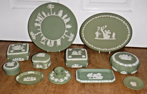 Vintage green white - green, &