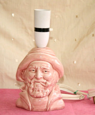 VINTAGE FISHERMAN LAMP BASE, PINK CERAMIC, SAILOR, 1930S/ 50S, SOUTHWESTER, PIPE