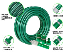 30M Reinforced Garden Hose Pipe Reel Set – Hosepipe Spray Nozzle Tap Connector