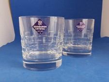 BOXED PAIR EDINBURGH CRYSTAL 'SKIBO' WHISKY TUMBLERS - OLD FASHIONED  #1