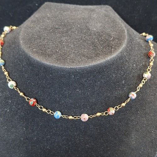 Gold plated necklace with - gold,
