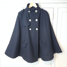 Promod 60% Wool Cape Coat Navy Size 10 Claudia Winkleman Traitors Inspired