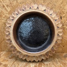 Vintage Quantock Somerset Studio Art Pottery Sunflower Dish Bowl Plate 24cm