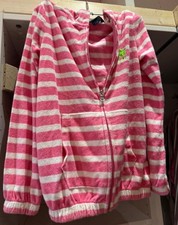 Ralph Lauren Towelling Robe Girls Hoodie 8-10 Years Pink Stripe Beach Swimming