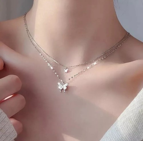 Silver butterfly layered - butterfly,