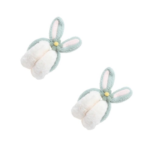 Green plush rabbit ear earmuff - rabbit,