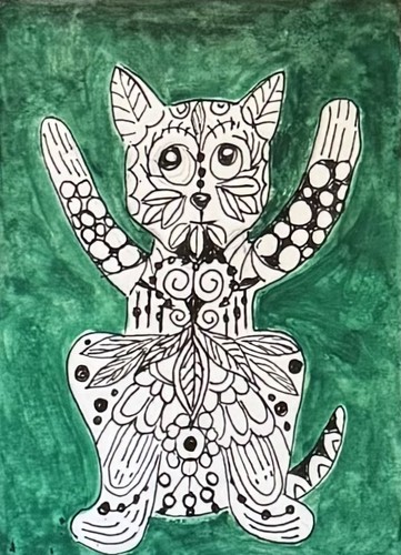 Aceo original watercolour cat - aceo,