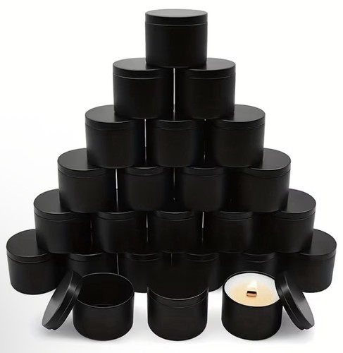 Pack black candle tins - 4,